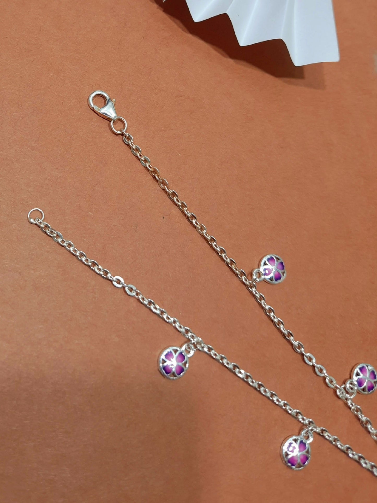 Purple Hanging Flower Anklet