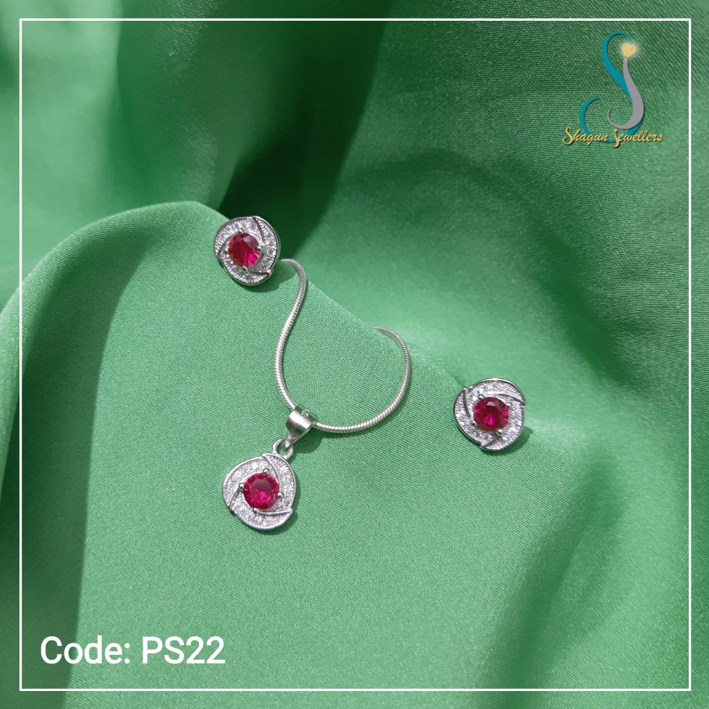 Red stone pendant set outlet