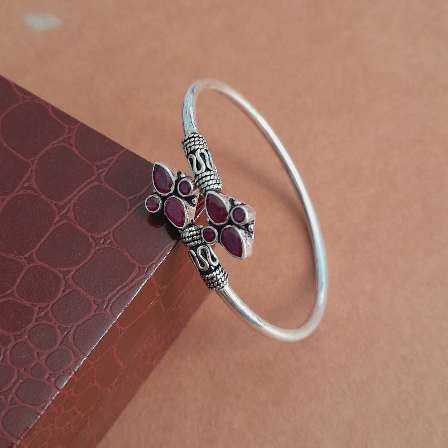 Ruby Colored Flower Kada
