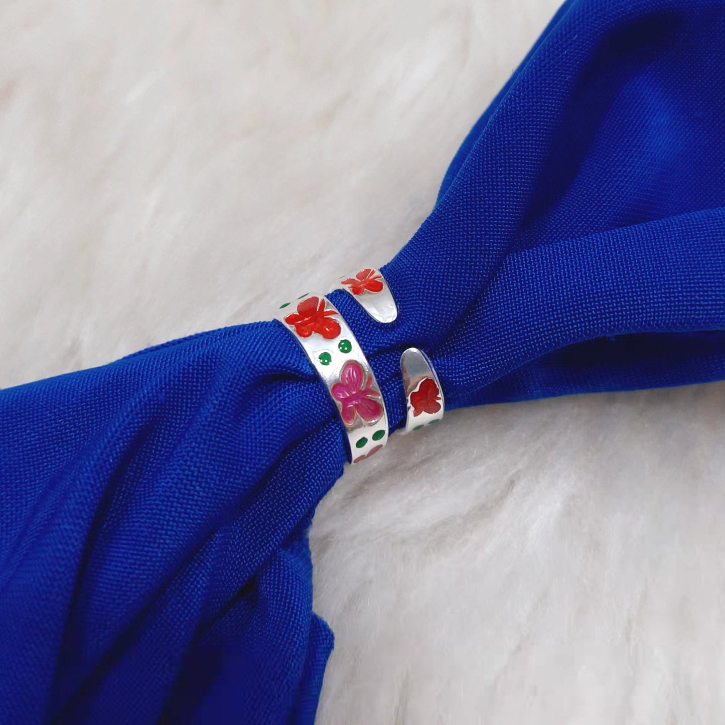 Red Pink Butterfly Flower Toe Ring