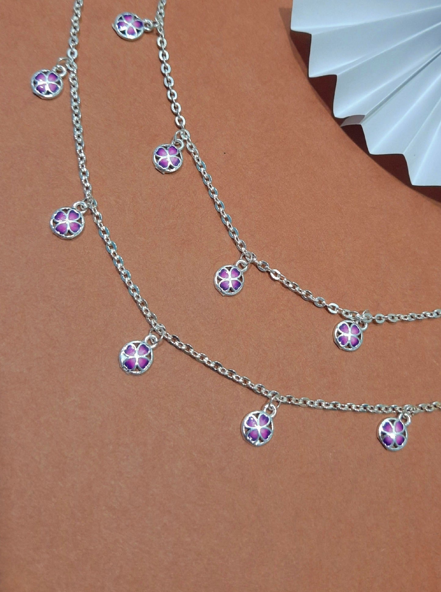 Purple Hanging Flower Anklet
