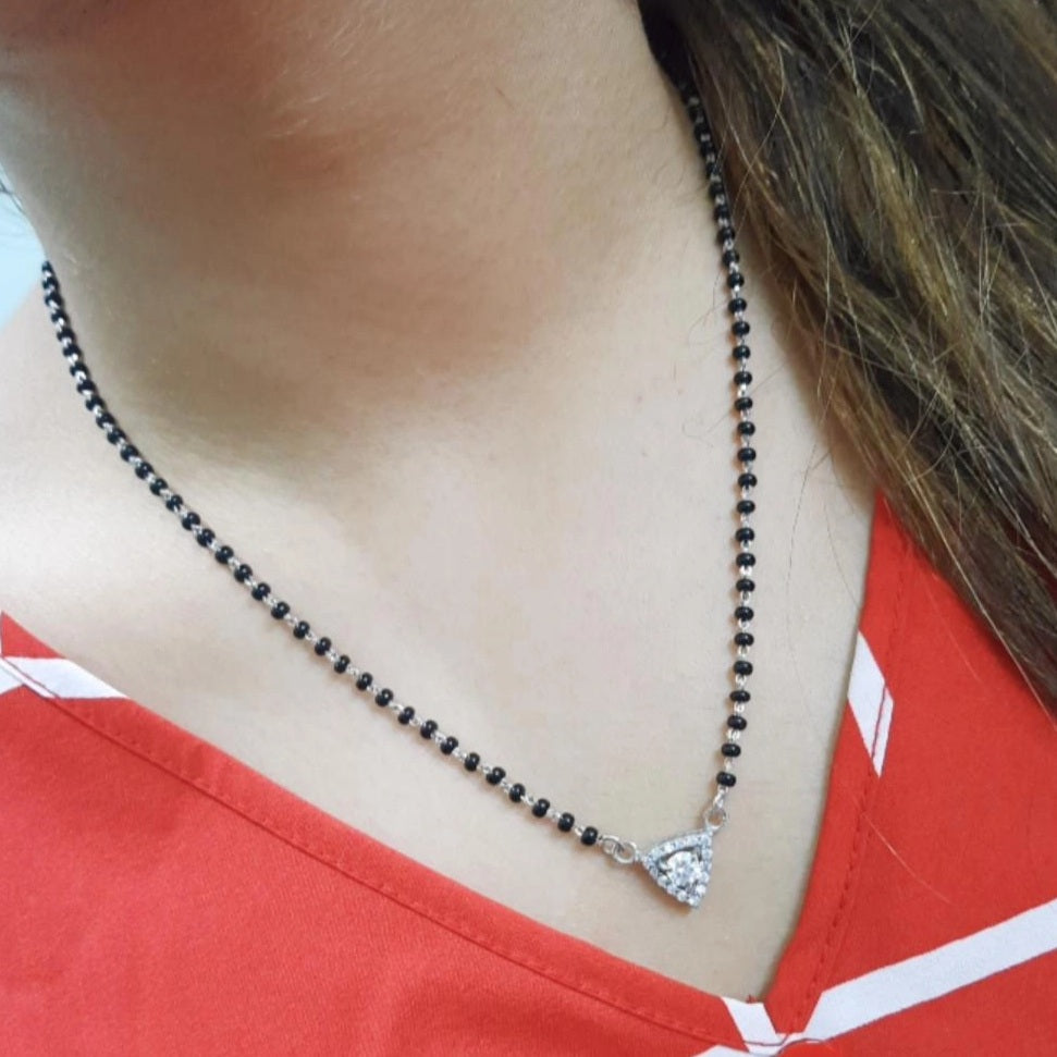 Triangle Zirconia Silver Mangalsutra
