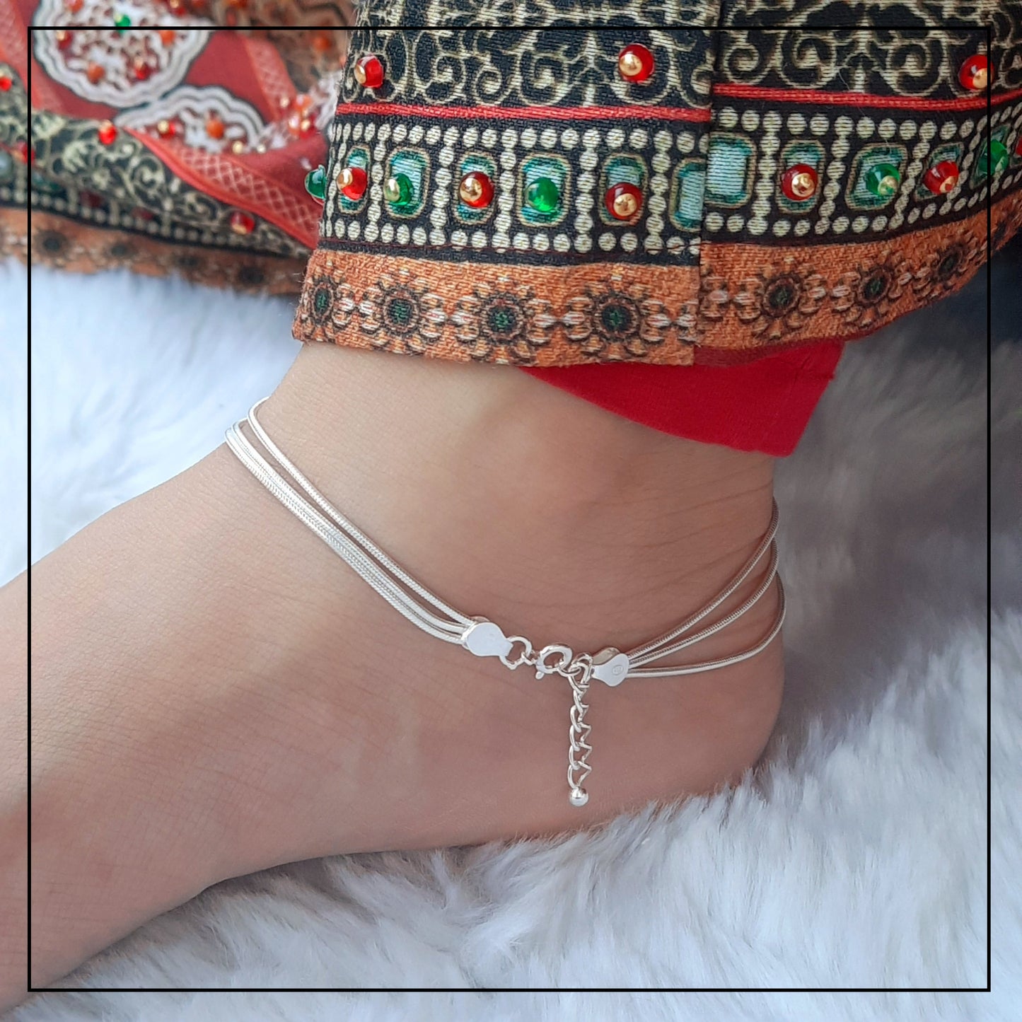Triple Layer Dotted Anklet