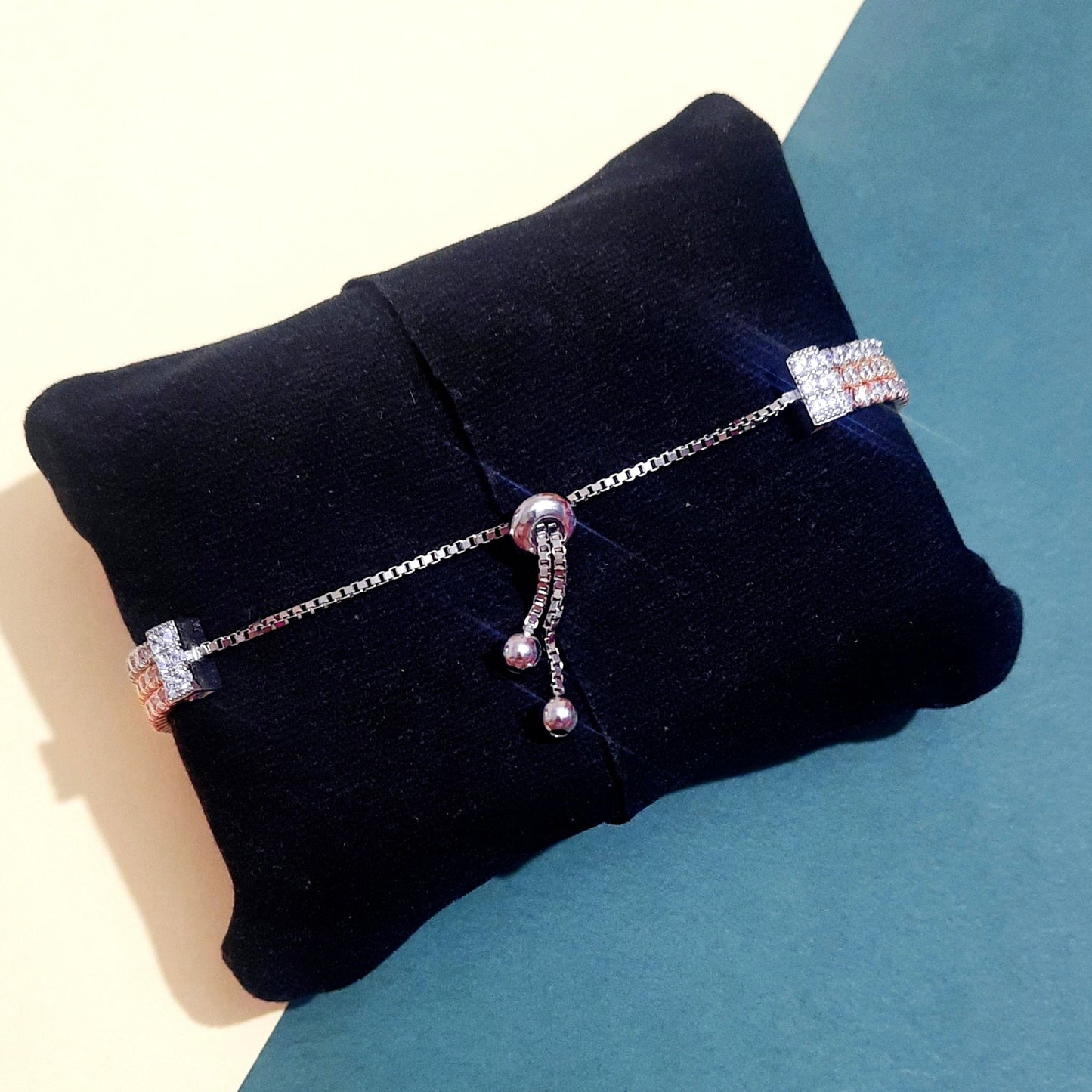 Triple Line 6 Cents Solitaire Look Adjustable Bracelet